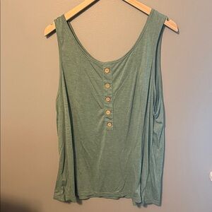 SHEIN Green Button-Front Tank Top